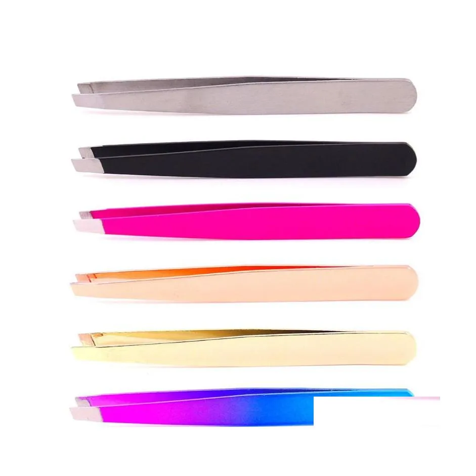 Eyebrow Tools Stencils High Quality Stainless Steel Tip Tweezers Face Hair Removal Clip Brow Trimmer Makeup In Stockl Drop Deliver Dhb3O