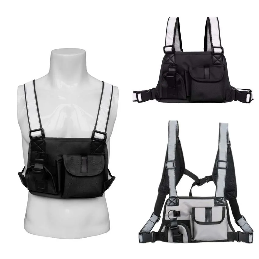 Tactisch vest Chest Rig Tas Packs verstelbare radiokarnas holster walkie talkie pouch sport outdoor reflecterende strip oxford pack274r