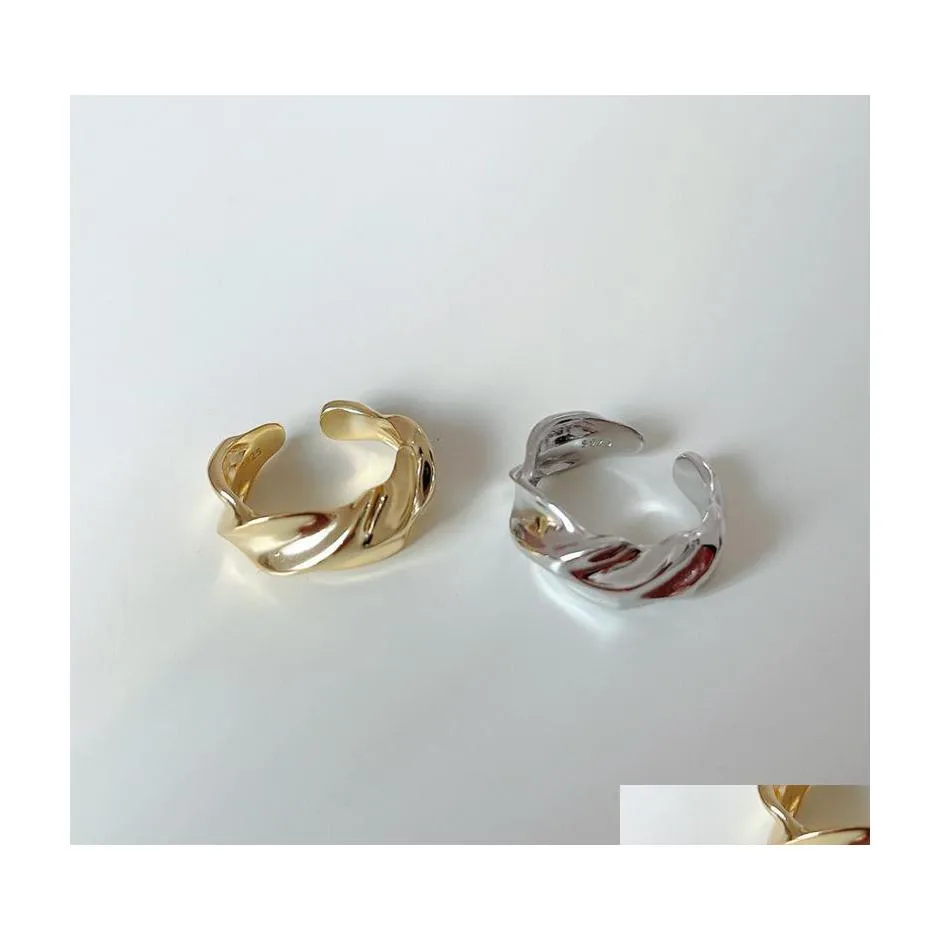Klusterringar 925 Sterling Sier Korean extremt enkel irregarring för kvinnor minimalistisk geometriska smycken 2021 Trend Fine Drop D DH7KM