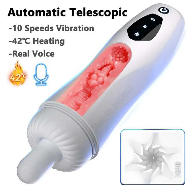 Seksspeeltje Stimulator Mannelijke Masturbatie Cup Automatische Telescopische Verwarming Pijpmachine Siliconen Echte Vagina Orale Seks Sexy Speelgoed voor Mannen