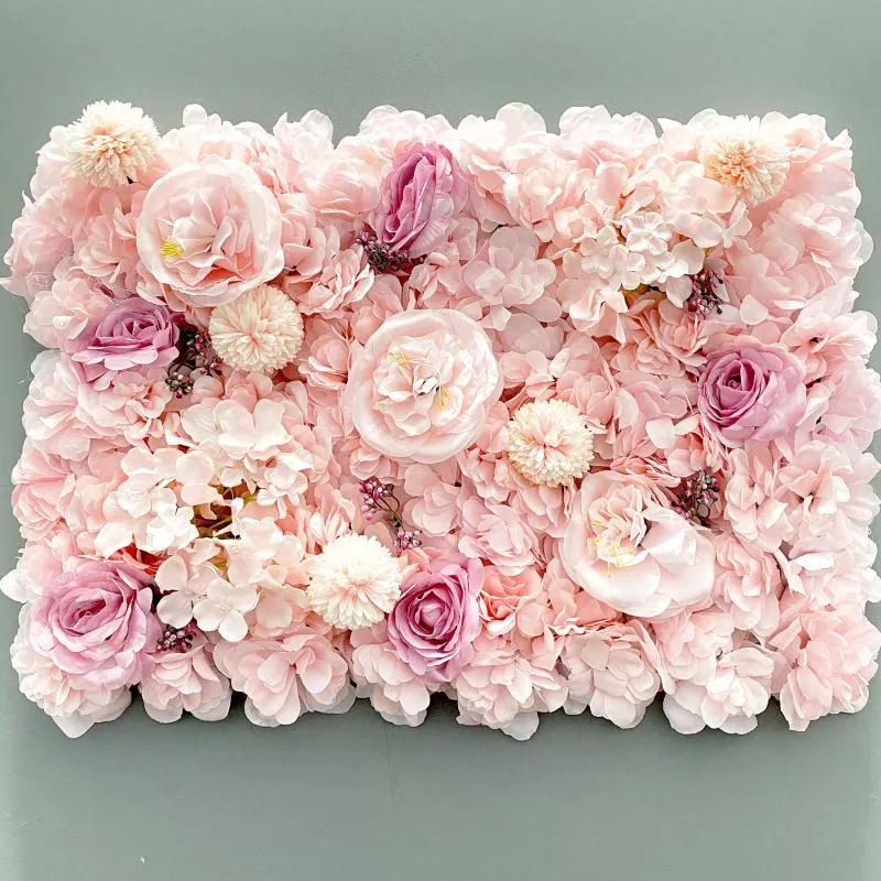 Fleurs décoratives couronnes rose artificielle soie Rose fleur panneaux muraux décoration pour mariage bébé douche fête affichage fenêtre toile de fond