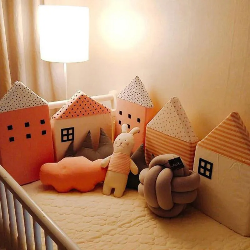 Juegos de cama 4 unids/set bebé casita parachoques cuna nacido niños cama Protector almohada cojín decoración de la habitación