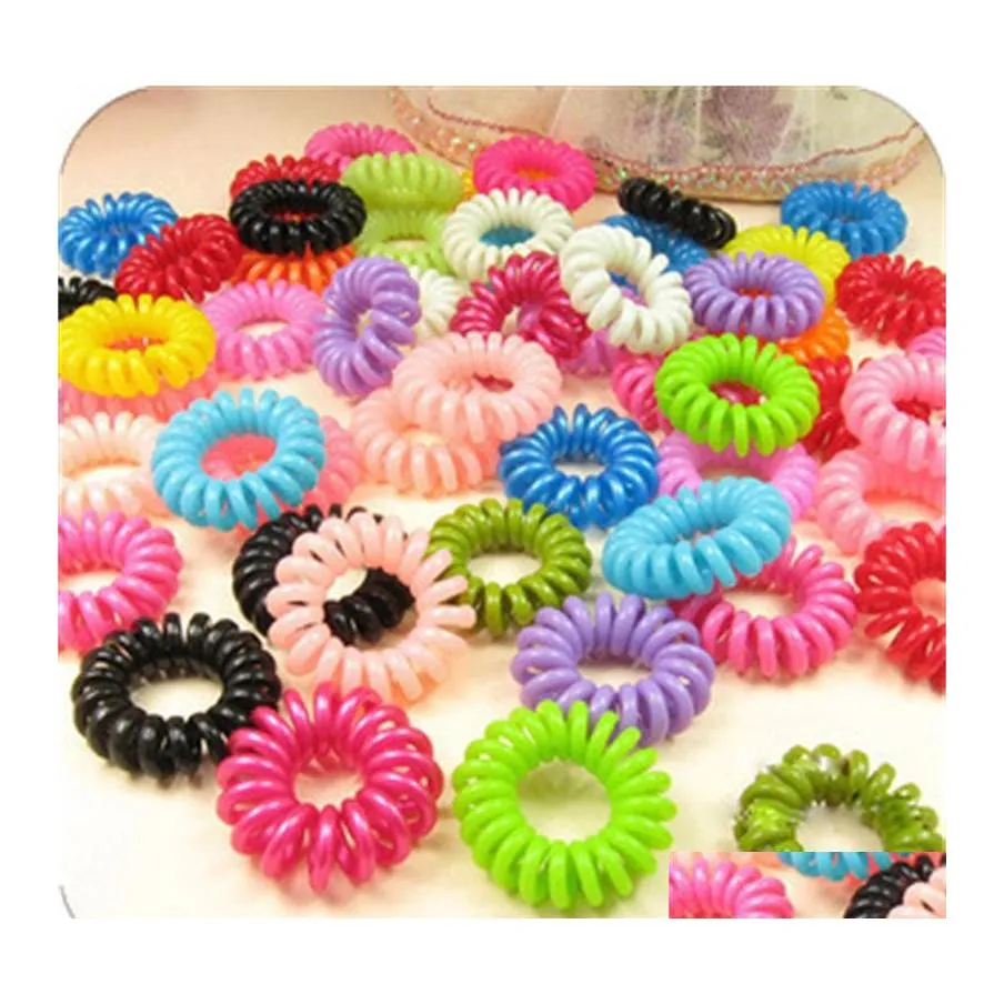 Party Favor Phone Coil Head Rope Candy Color Woman Girls Ponytail Holders Cirkel Elastic Rubber String Hair Ring Ornament 0 22s Otsye