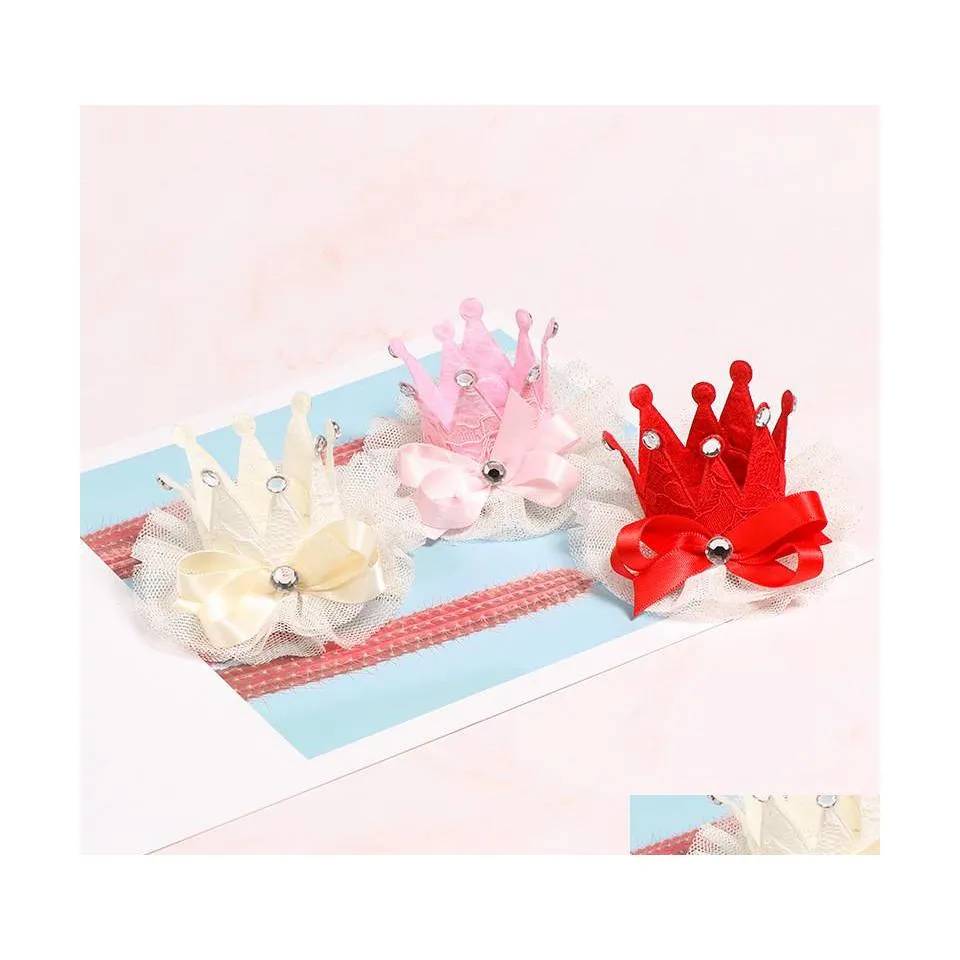 Chien Vêtements Toilettage Couronne Enfants Chat Pince À Cheveux Petit Pog Accessoires Dentelle Ornements Yq01229 Drop Delivery Home Garden Pet Supplies Dhofs