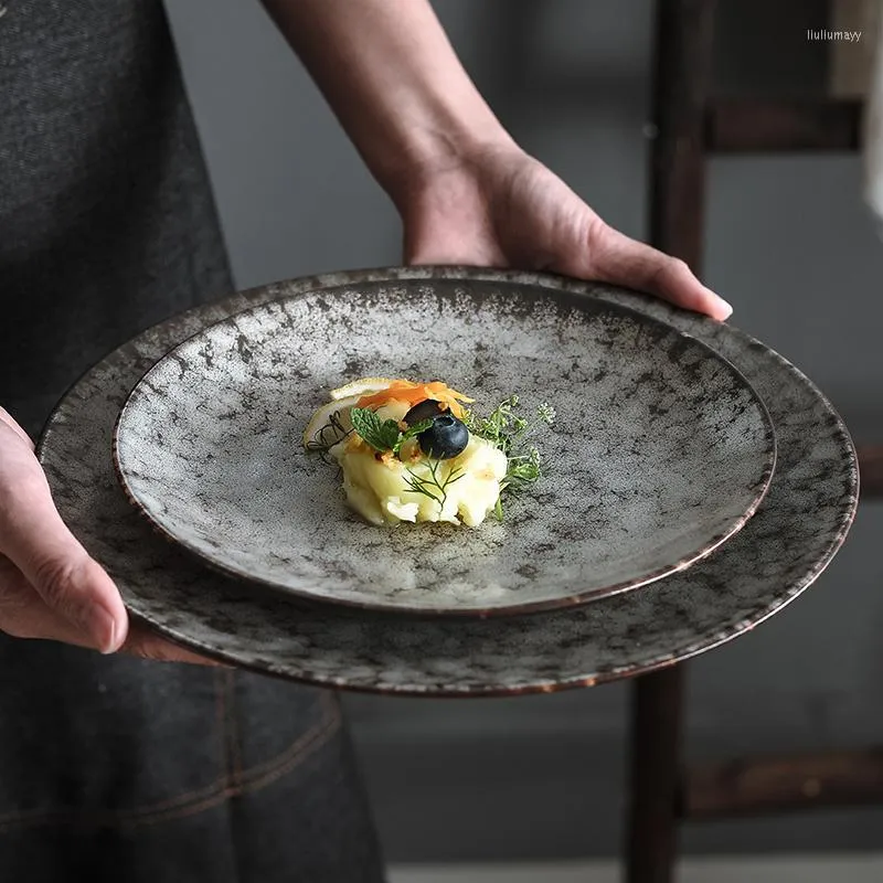 Tablice japońska okrągła obiad ceramiczny domowe zastawa stołowa Kreatywne dania makaronowe western stek talerz domowy el