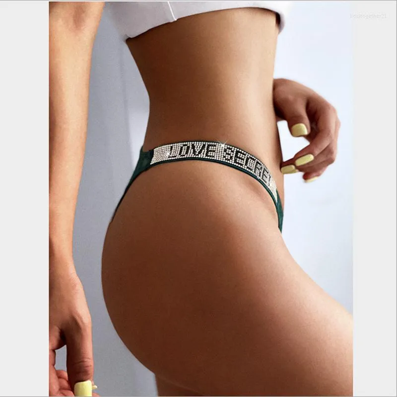 Womens Panties 2023 Women Sexy Thong Letter LOVE Rhinestone Lingerie Low  Waist Female Lace G String Breathable Underwear Bri2589 From 26,19 €