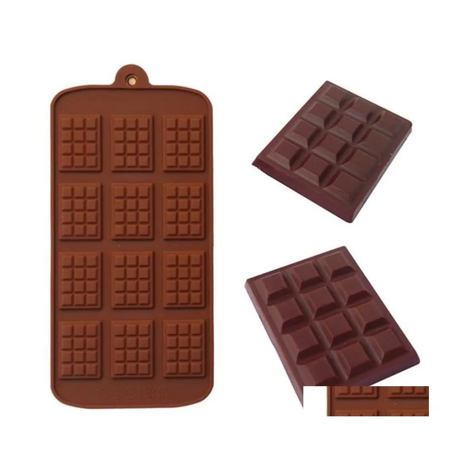 Backformen Sile Mold 12 sogar Schokolade Fondant Formen DIY Candy Bar Mod Kuchen Dekoration Werkzeuge Küchenzubehör 414 N2 Drop Deli Otnxf