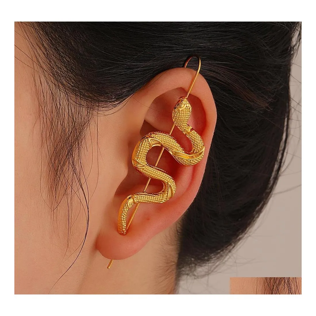 耳カフファッションジュエリーシングルピースノーホールクリップイヤーフックレトロパンクヘビの耳を掛けるパーソナリティイヤリングドロップ配信ダンジ