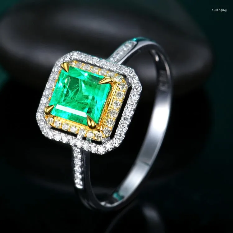 Anneaux De Mariage De Luxe Princesse Cut Vert Gemmes Anneau Multicolore Cristal Zircon Cocktail Party Femmes À La Mode Fiançailles Fine Bijoux Cadeau