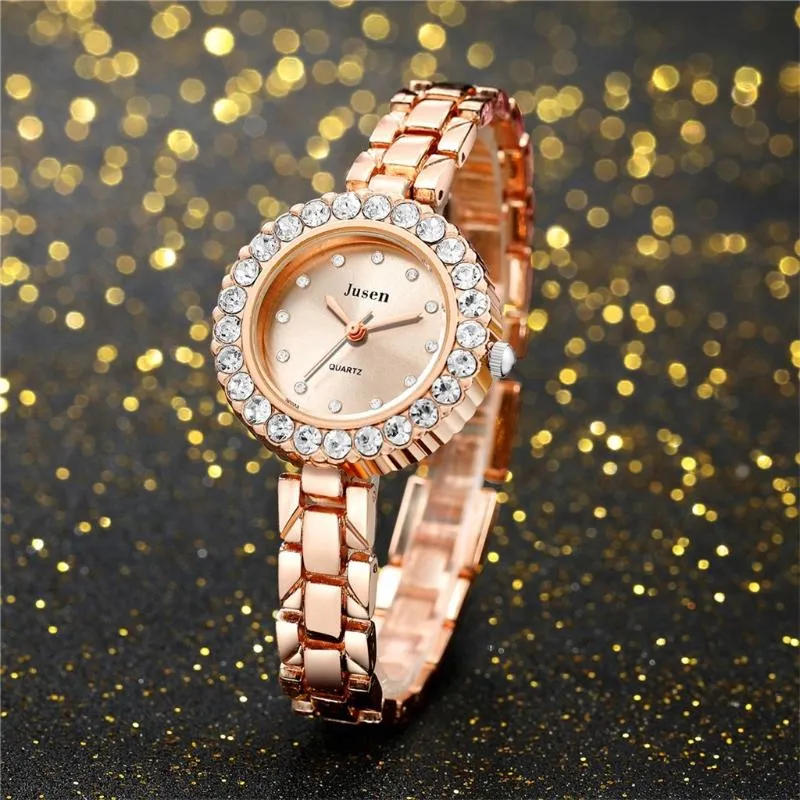 腕時計クォーツウォッチ女性のシンプルな象眼細工合金ストラップブレスレットレディースギフト腕時計ファッションリスト＃11