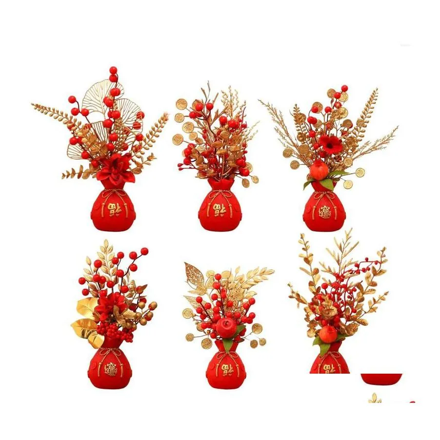 Flores decorativas grinaldas cestas de flores decoração de decoração de resina vaso artificial em vaso para entrega de casamento home jardim home garden dh2bu