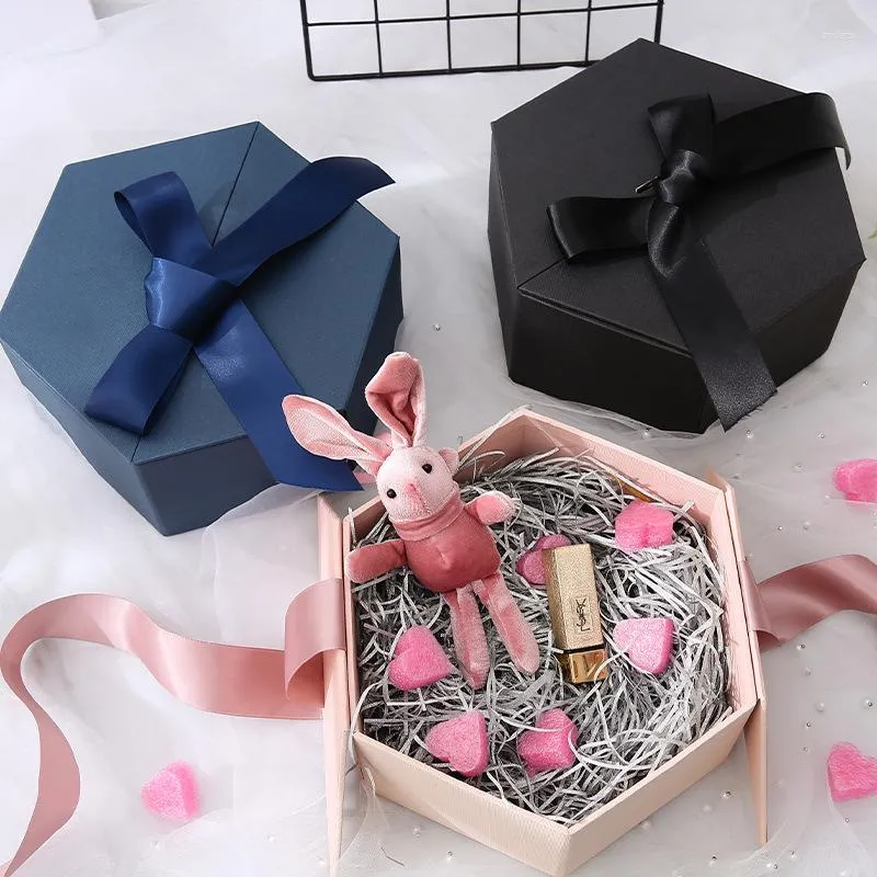 Smyckespåsar Hexagon Surprise Explosion Box Diy Handmased Scrapbook Wedding Present For Valentine Christmas Boxes