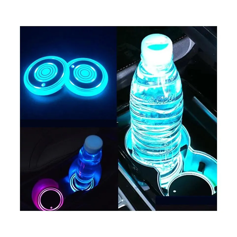 Altre forniture per feste per eventi 1 pz Auto Led Cars Portabicchieri Fondo Pad Ruota Luce Er Atmosfera decorativa Benvenuto Tappetino antiscivolo Colore Dhnj7