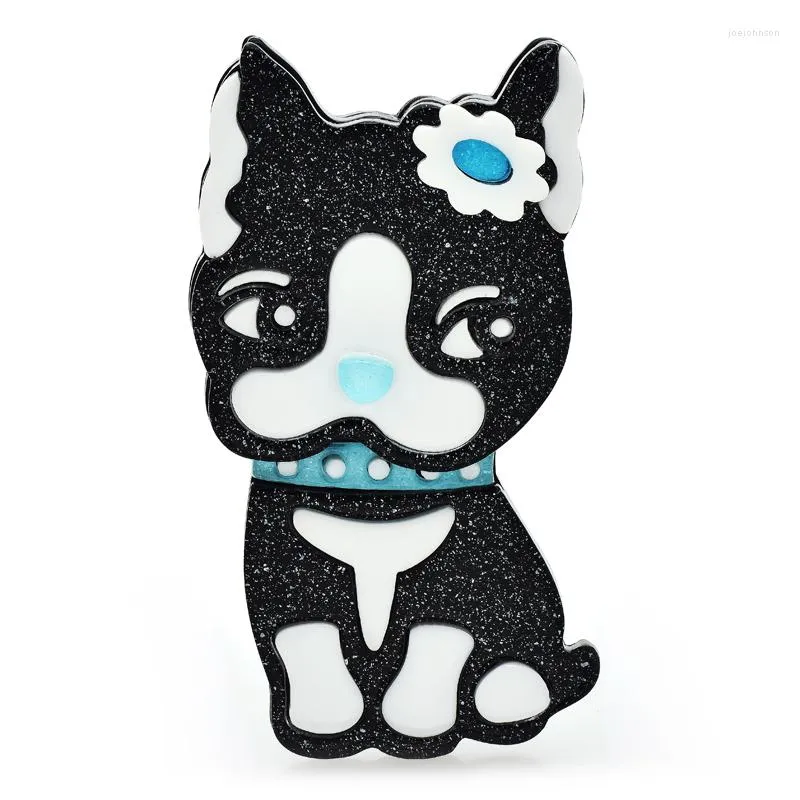 Brooches Wuli&baby Acrylic Cute Dog For Women Pretty Lovely Wear Flower Puppy Brooch Pins Fashion Jewelry Gifts