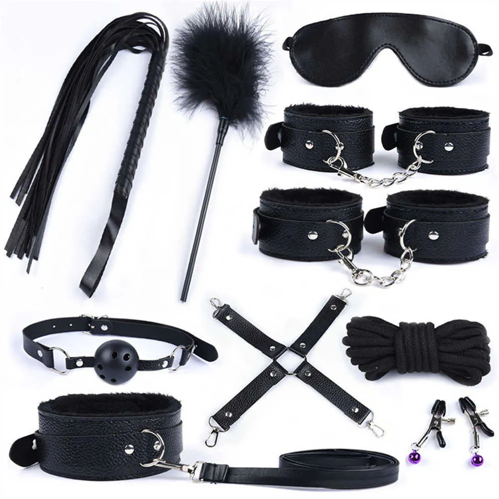 Articles de beauté BDSM Jouets Kits Adultes Gay sexy pour femmes Menottes érotiques Pinces à seins Fouet Fessée Anal Plug Butt Couples Bondage Gear