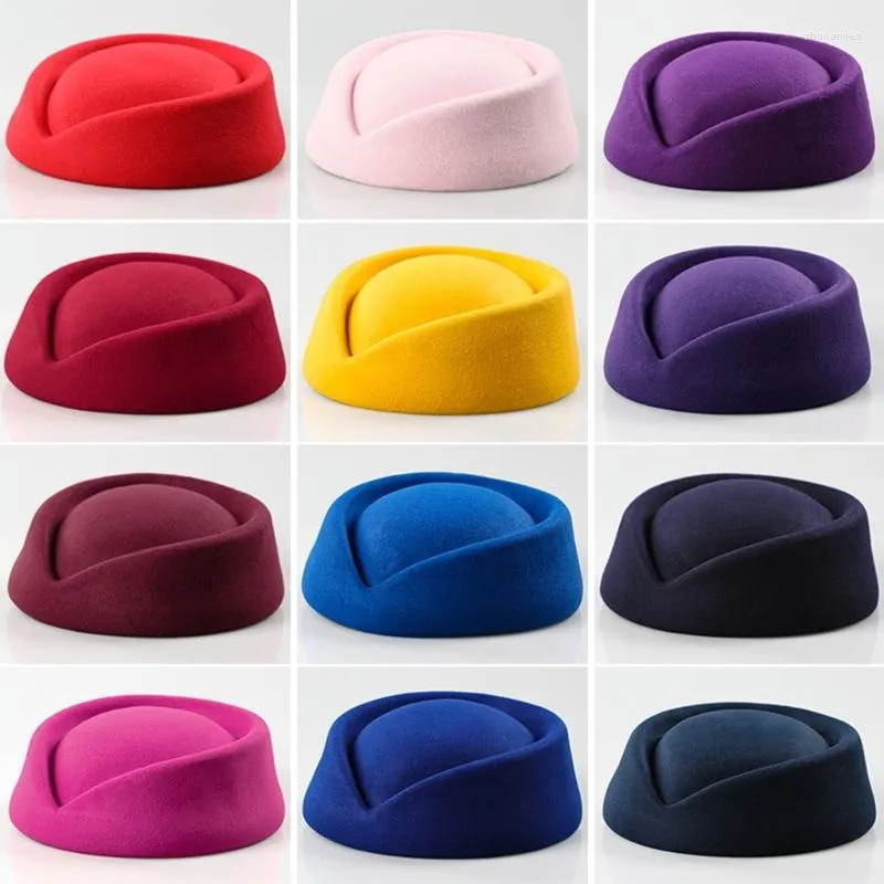 Berets Solid Color Vrouwelijke stewardeant hoed Sweet Business Uniform Live Show Women Beret Caps Hats Air Hostess Cosplay