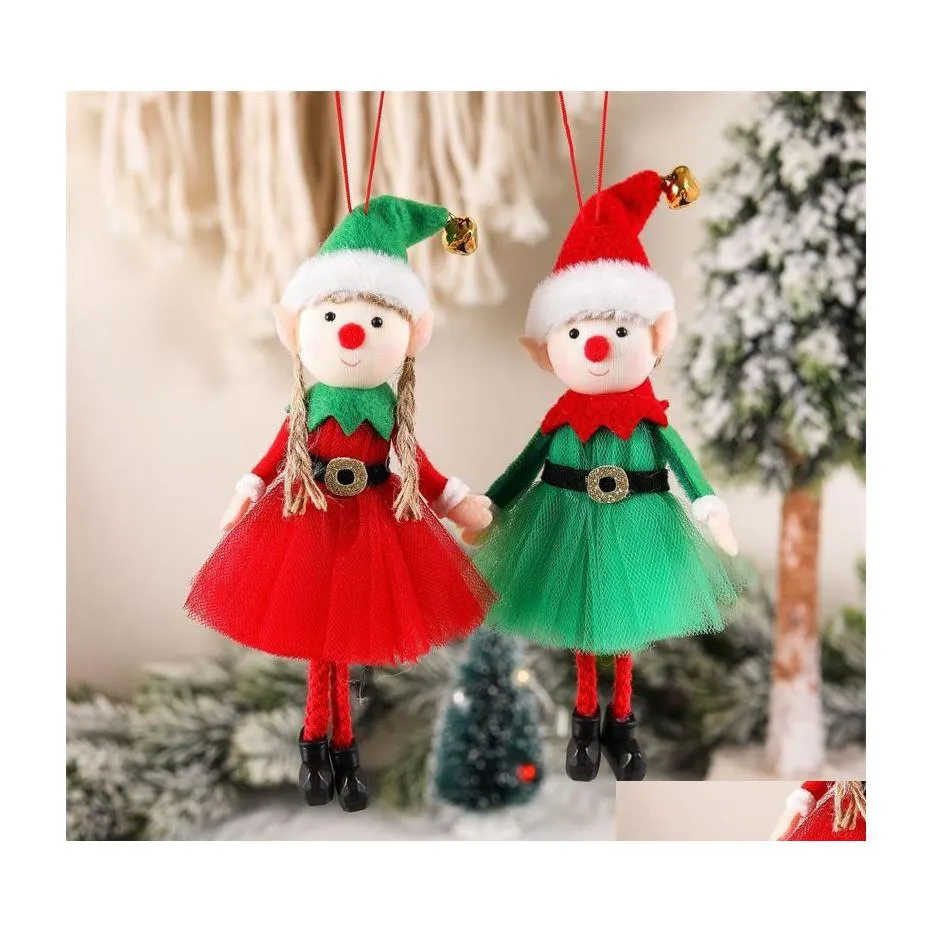 クリスマスデコレーションエルフドールズ装飾愛らしい男の子と女の子クリスマスツリー飾りホームギフトドロップデリバリーガーデンお祝いのお祝い