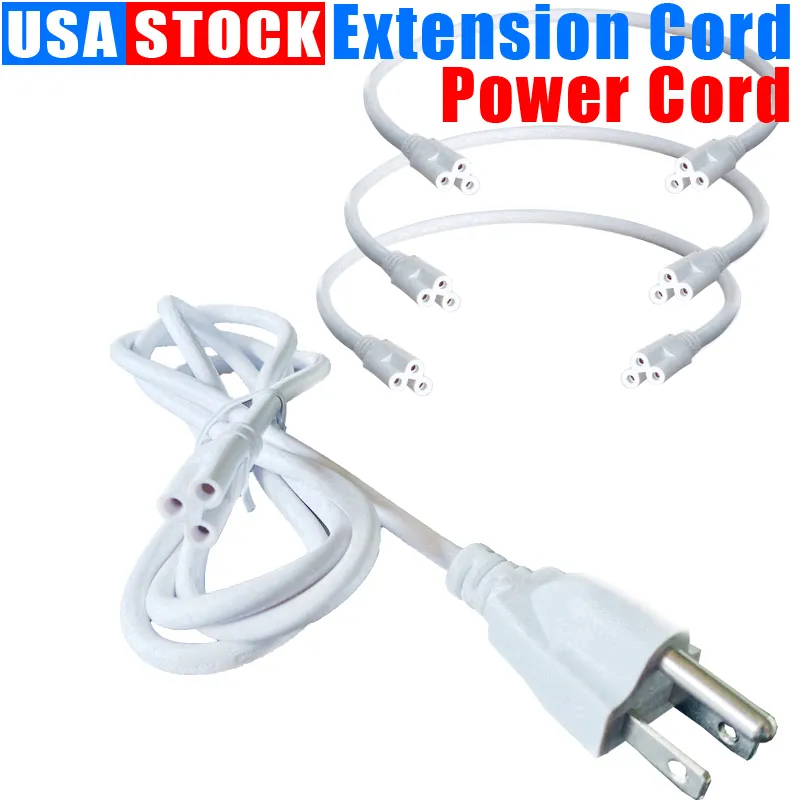 T8 Switch Power Tube Cord For LED light s Fluorescent Lamp Extension Cords Power Cable Plug Adapter 1FT 2FT 3.3FT 4FT 5FT 6FT 6.6 FT 100Pcs/Lot Crestech