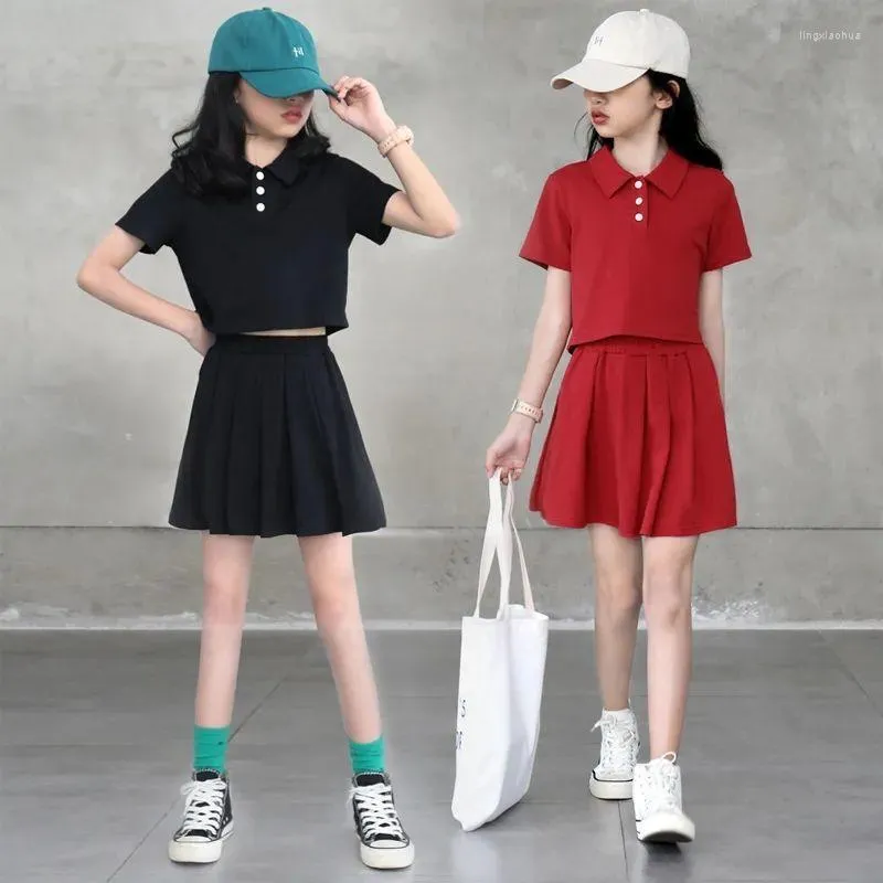 Conjuntos De Ropa 2023 Verano Niños Vino Rojo Chándal Niño Niñas Delgadas  Ropa Polo Golf Camiseta Pantalones De Pierna Ancha Falda Adolescente 7 10  11 12 Años De 14,94 €