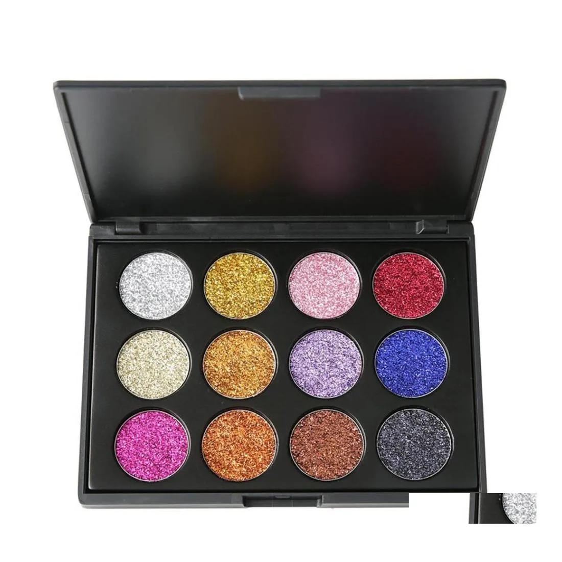 Ombretto a 12 colori ombretto e pennelli per trucco PCS Polvere set di palette glitter pigmenti setosi Delivery Delivery Health Beauty Eyes Dh3df DH3DF