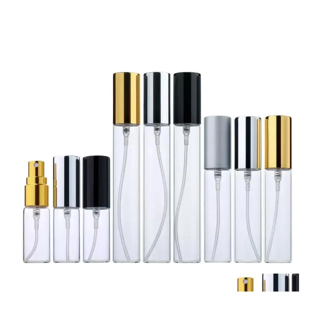 Lagringsflaskor burkar 5 ml 10 ml 15 ml Parfum Portable p￥fyllningsbar sprayflaskeprov per finf￶rdelare Sier Metal Pump Cosmetic Case Trave Dhega