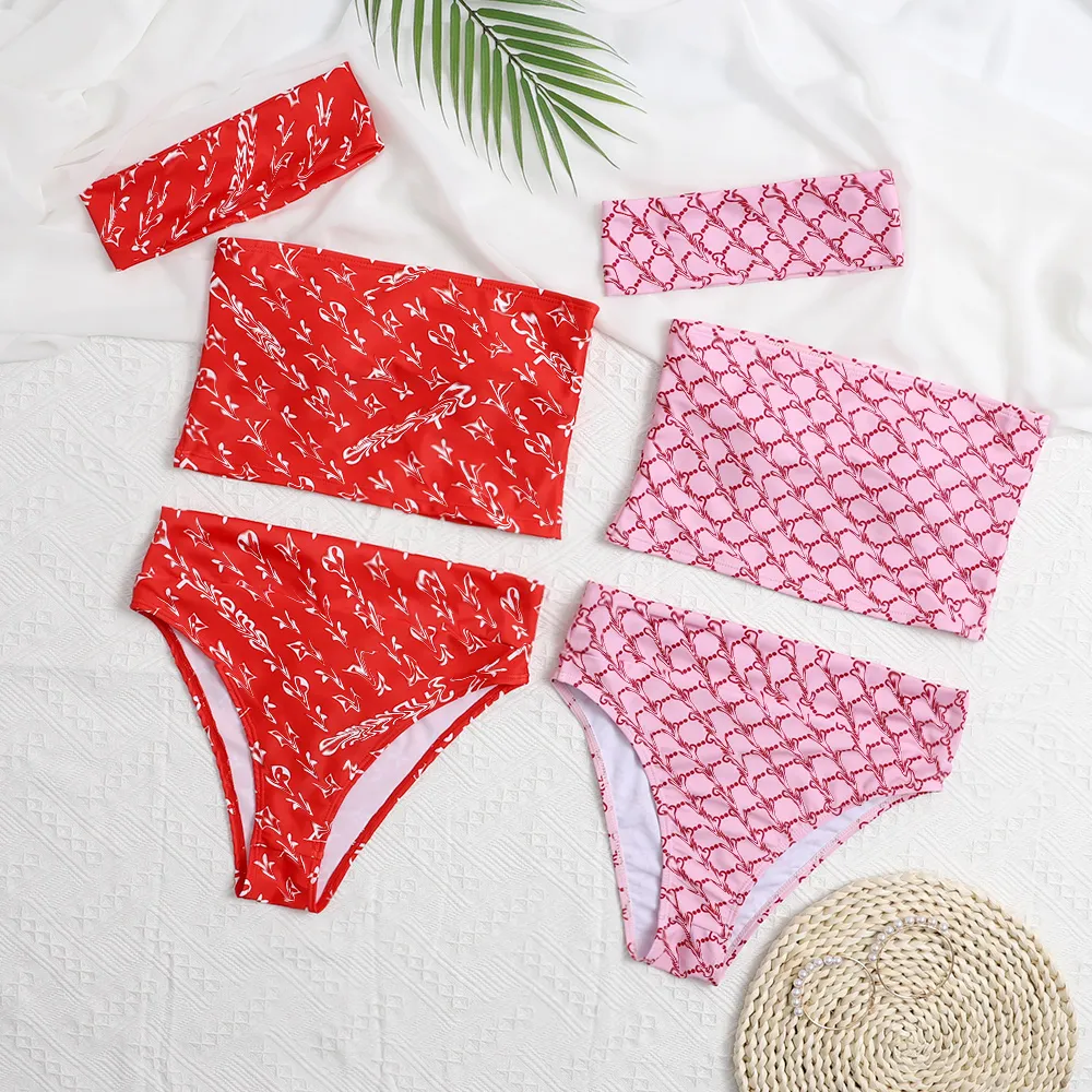 Designer kvinnor baddräkt hem textilier sexiga flickor baddräkt sommar badkläder strand bikinis set brev bodysuit badkläder simning bikini badare kostymer