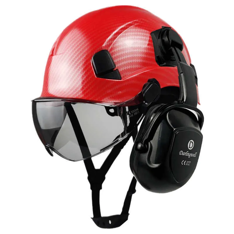 Строительная шляпа для инженера CE EN397 Безопасный шлем с козырьками наушников 6-точечный подвеска работы для промышленности