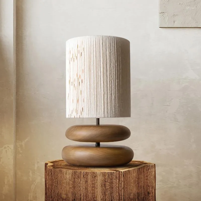 테이블 램프 WABI SABI WIND SOLID WOOD LAMP 디자이너 창조적 호두 거실 공부 침실 침대 옆 일본 대기