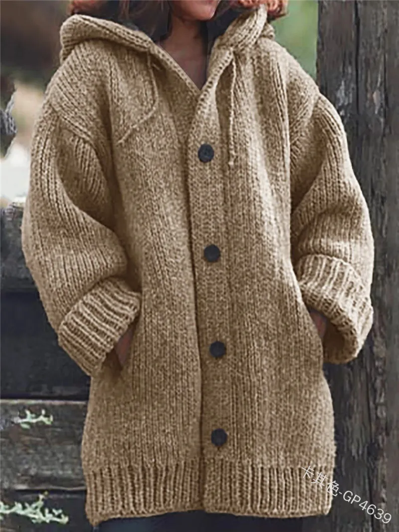 여성용 스웨터 여성용 가을, 겨울 클래식 컬러 블록 니트 카디건 긴팔 슬림 캐주얼 니트 스웨터 (주머니 포함) 여성용