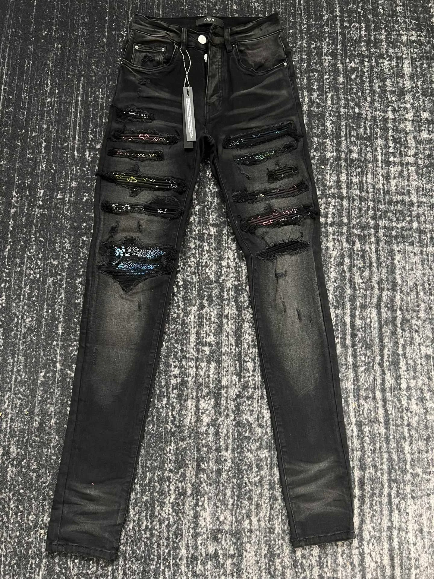2023 nieuwe mooie kleur heren noodlijdende gescheurde skinny jeans ~ Amerikaanse maat 29-38 jeans ~ slanke motorfiets moto biker causale denim broek hiphop jeans