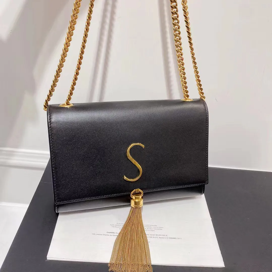 topkwaliteit beroemde lederen schouder ysllybags luxe ontwerper tassel crossbody koppeling envelop zak heren dames metalen portemonnee ketting handtassen