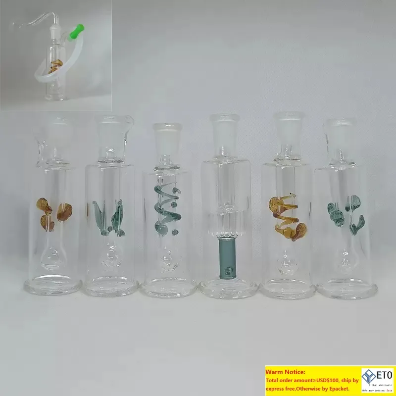 DHL Mini Bong Narguilé Avec 10mm Mâle Brûleur À Huile Tuyau Silicone Tuyau Drip Tip Portable Fumeur Ensemble Transparent Épais Verre Bongs D'eau Pour