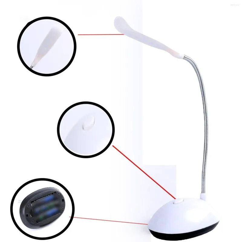 Bordslampor LED -skrivbordslampbatteridriven flexibel läsning Ögonskydd för vardagsrum sovsal sovrumsstudie hem