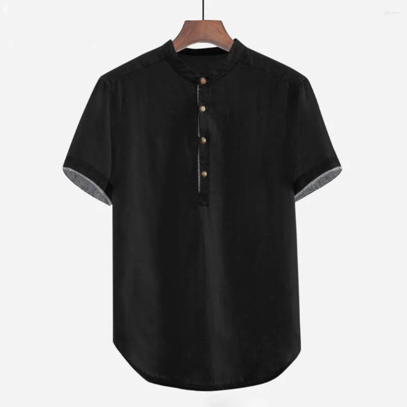 Men's T Shirts 2023 Summer Baggy Solid Cotton Linen Short Sleeve Button Plus Size Formal Shirt Tops Blouse Camisas De Hombre