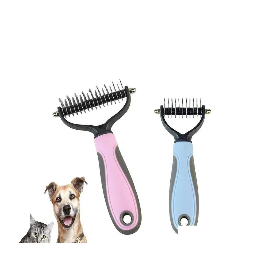 Cachor de cães Pets Pets Ferramentas de beleza Corte de pêlo Cutter Tool Tool Tool Pet Cat Remoção de pente de pente de pente Os produtos de dupla face ZXF81 Delive Delive Dhhko