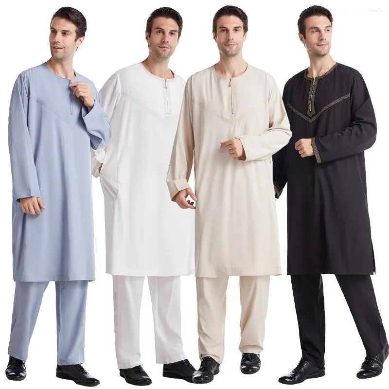 Abbigliamento etnico Musulmano Ramadan Arab Mens Jubba Thobe Costumi Solido Arabo Pakistan Arabia Saudita Turchia Abaya Maschio Nazionale Uomini islamici