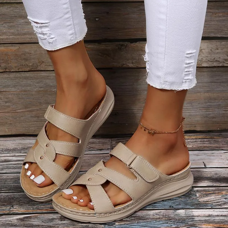 Slippers Women Chunky Sole Comfortable Non-slip Slides Summer Fashion Flats Sandals Lady Peep Toe Casual Beach Shoes 36-42Slippers