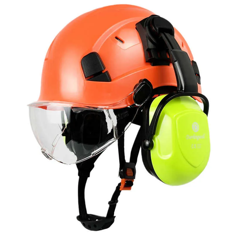 Capacete de segurança para construção com óculos para protetor de orelha de engenheiro CE EN397 ABS Hard Hat ANSI Industrial HardHat Work