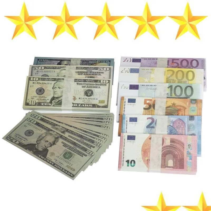 Other Festive Party Supplies Copy Money Prop Euro Dollar 10 20 50 100 200 500 Fake Movie Billets Play Collection Gifts Home Decora Dh6Vq542W