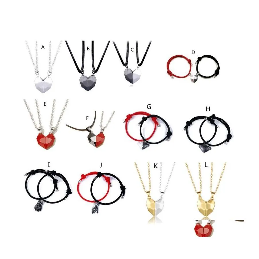 Collane con ciondolo Pz / set Collana per amanti squisiti Distanza magnetica Cuore sfaccettato Gioielli Charm Decorazione Regalo per ragazze Ragazzi M22 Otvwy