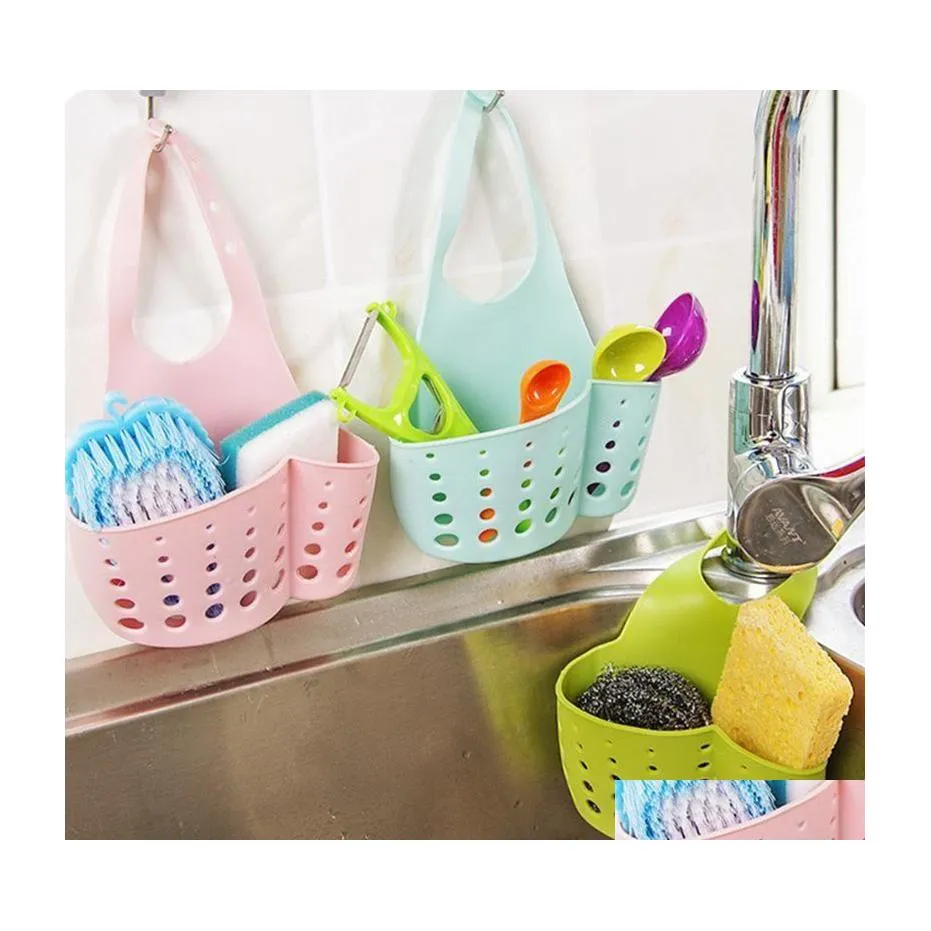 Storage Holders Racks Sink Shelf Soap Sponge Holder Clip Dish Drainer Drying Rack Sile Basket Bag Bathroom Kitchen Accessories Too Dhvle