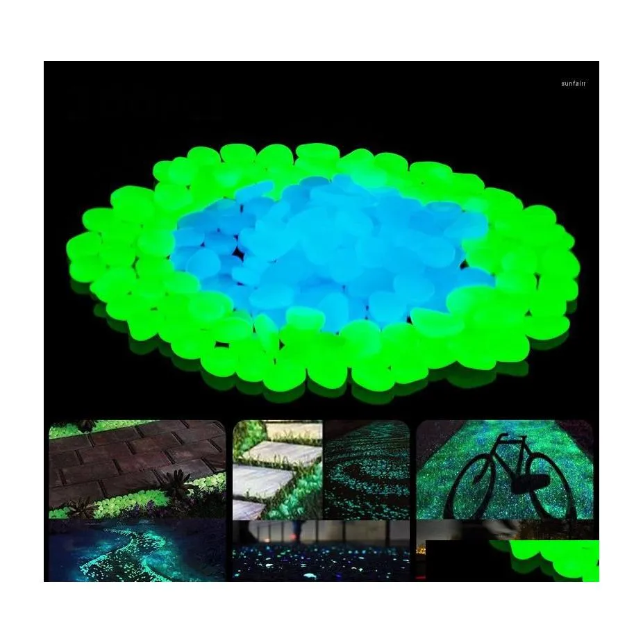 Garden Decorations 500Pcs Glow In The Dark Luminous Pebbles For Walkways Plants Aquarium Decor Stones Fish Tank Decoration Drop Deli Dhvsn