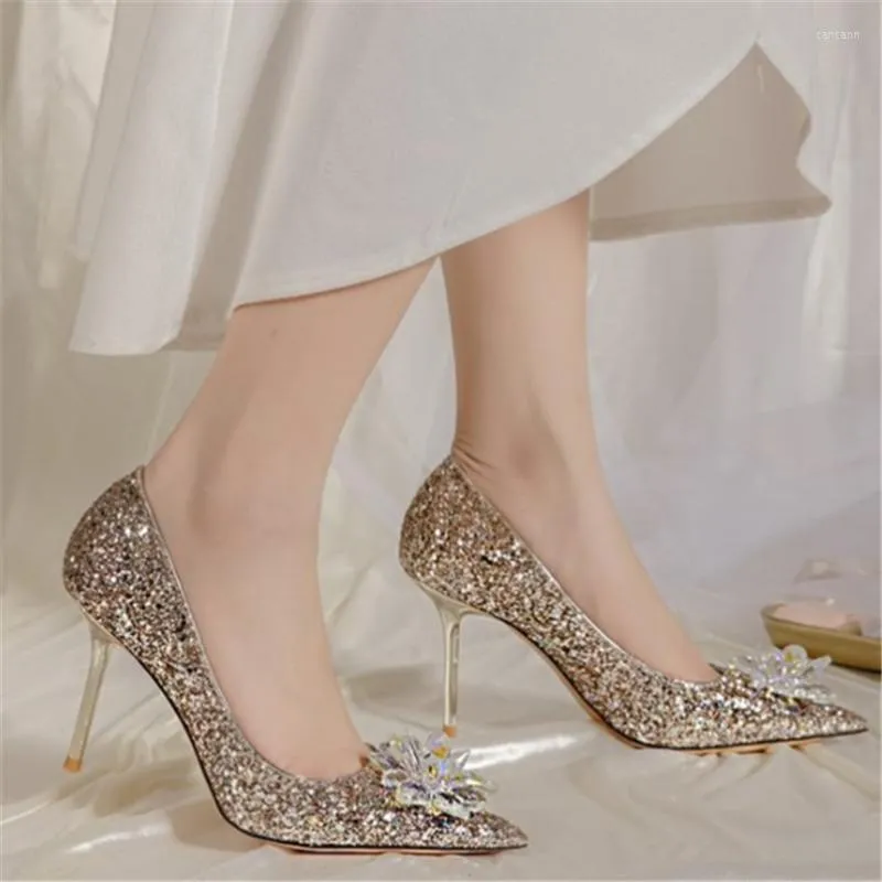 Dress Shoes Women's High Heels Crystal Fine Heel Sexy Nightclub Fashion Set Feet Comfortable Female Casual