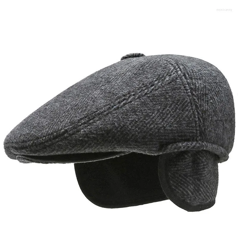 Berets Autumn And Winter Hat Elderly Men's Outdoor Ear Protection Thickened Warm Cap Simple Soft Beret For Old Men Sun Visor