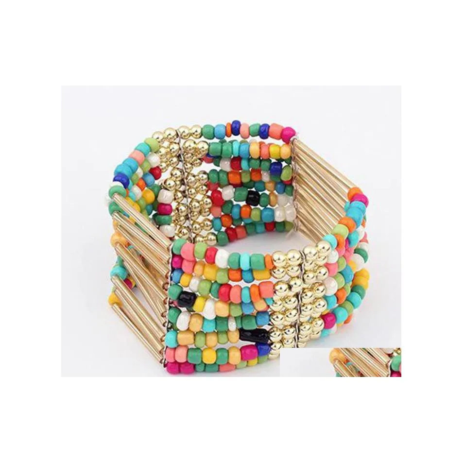 Bracelets de charme Perle de Bohême pour imitation Bracelet turquoise mat Perles de cristal Gland Bracelets élastiques Drop Livraison Bijoux DHTPD