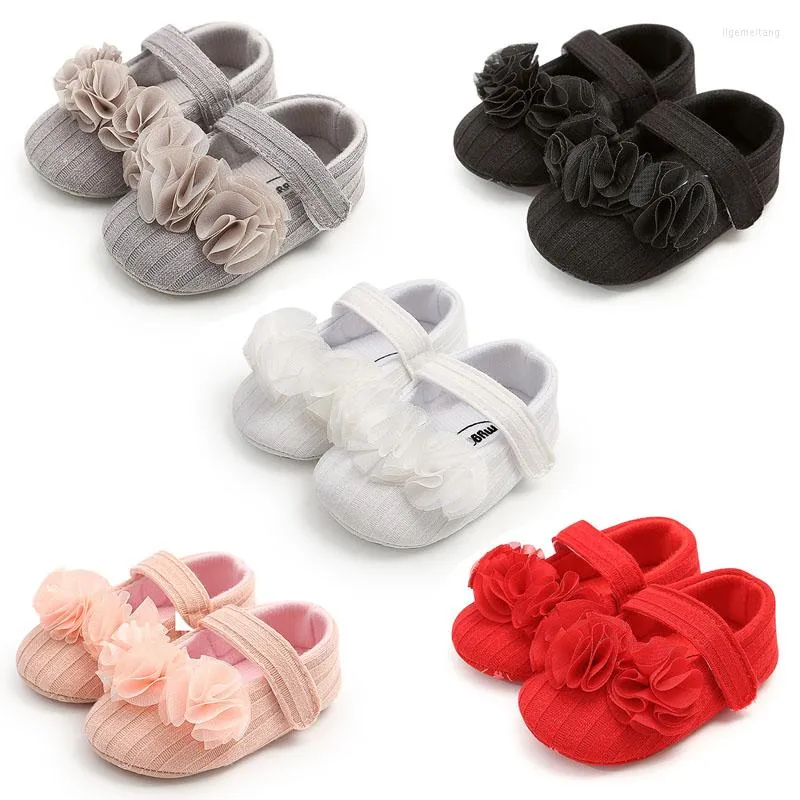 First Walkers Toddler Born Baby Girl Shoes Comfort Cotton Cute Flower Dress Light Infant Walker Princess Crawl Crib Moccasins