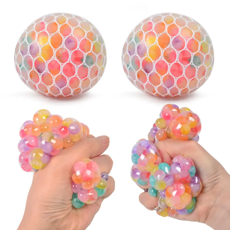 6.0cm squishy top fidget oyuncak gökkuşağı su boncukları örgü squish üzüm topu anti stres sıkma topları stres rahatlama dekompresyon oyuncakları anksiyete rahatlatıcı