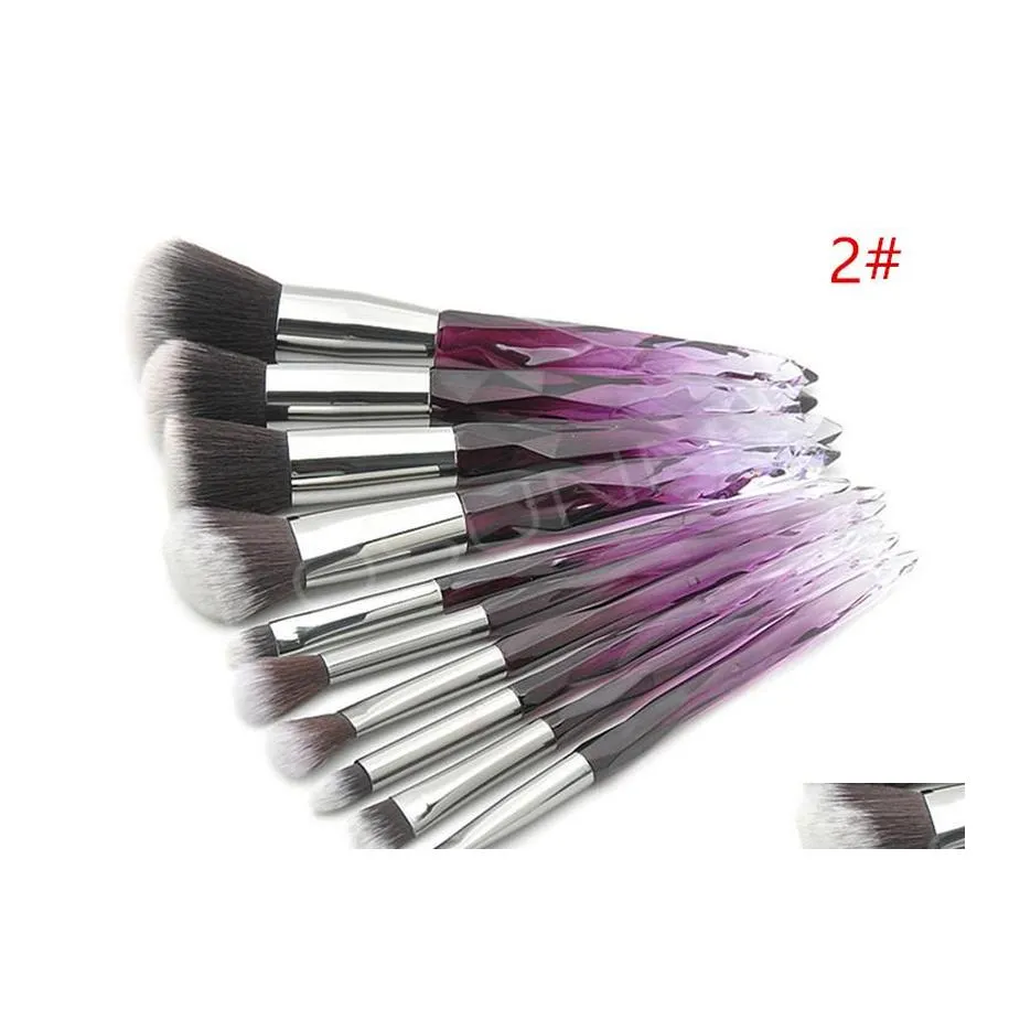 Makeup Brushes Crystal 10st/Set Diamond Eyeshadow Kit Face Foundation Powder Concealer Cosmetics Brush Drop Delivery Health Beauty DHKVK