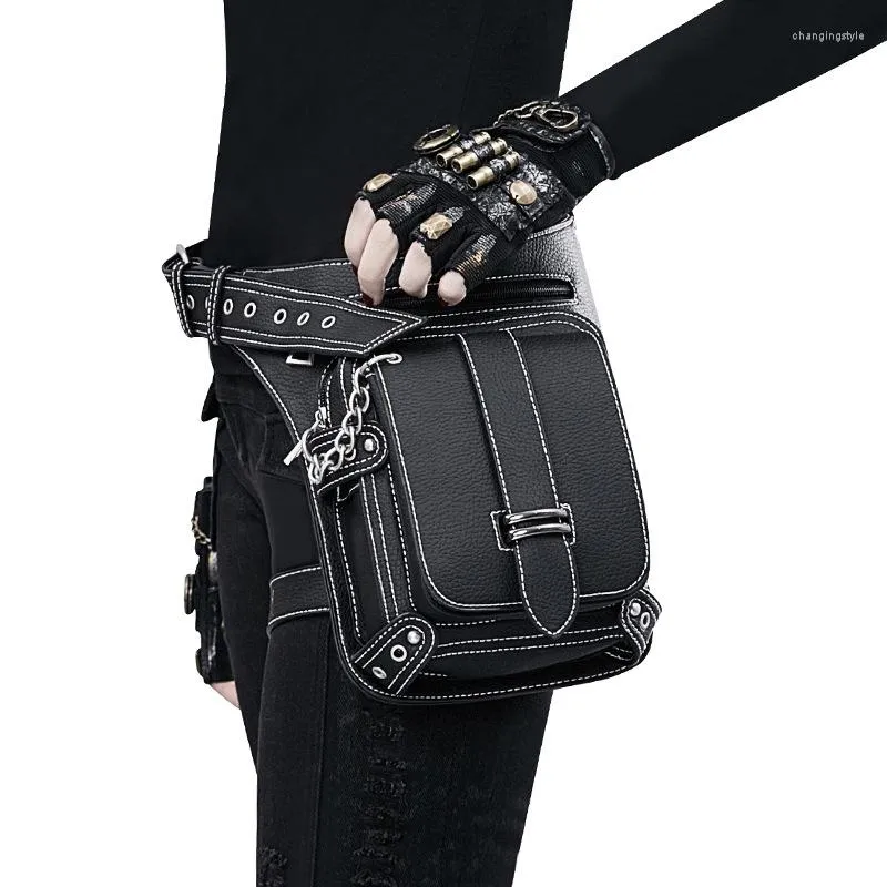 Bel çantaları vintage steampunk çanta buhar punk retro rock gotik goth omuz paketleri Victoria tarzı kadın erkekler bacak pu