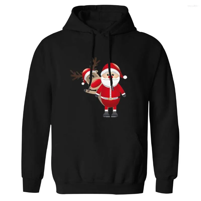 Bluzy męskie Święty Mikołaj i łosie Męskie z kapturem Hip Hop Fashion bluza z długi rękaw